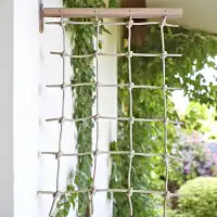 Treillis filet en bois et corde pour plante grimpante et décoration murale - Douglas et chanvre synthétique L.90 x H.150cm